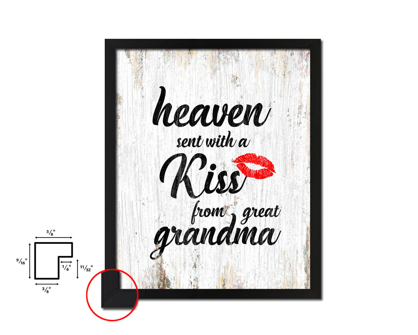 Heaven sent with a kiss from great grandma Quote Framed Print Wall Art Decor Gifts