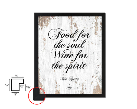 Food for the soul wine for the spirit Quote Framed Artwork Print Wall Decor Art Gifts