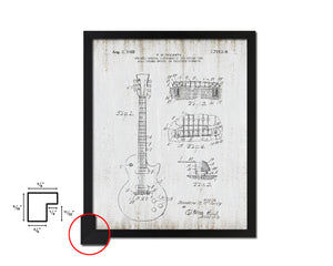 Guitar Music Vintage Patent Artwork Black Frame Print Wall Art Decor Gifts