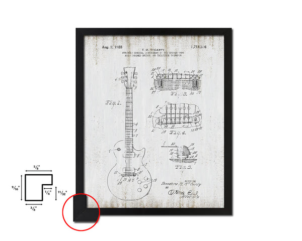 Guitar Music Vintage Patent Artwork Black Frame Print Wall Art Decor Gifts