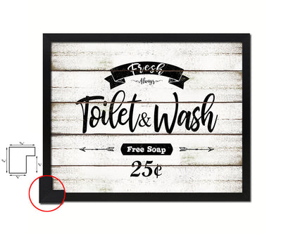Fresh Toilet & Wash Vintage Sign Fine Art Paper Prints Wood Frame Wall Art Decor Gifts