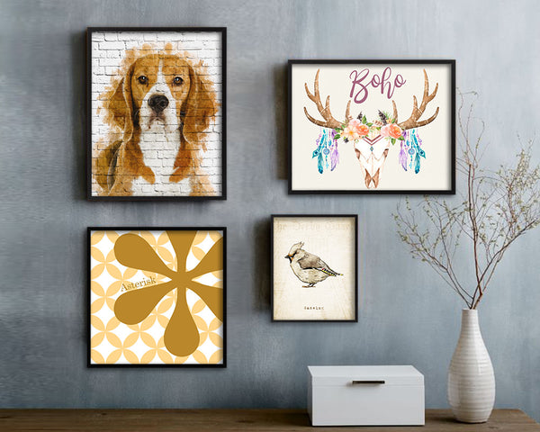 Beagle Dog Puppy Portrait Framed Print Pet Watercolor Wall Decor Art Gifts