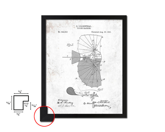 Flying Machine Airplane Vintage Patent Artwork Black Frame Print Wall Art Decor Gifts