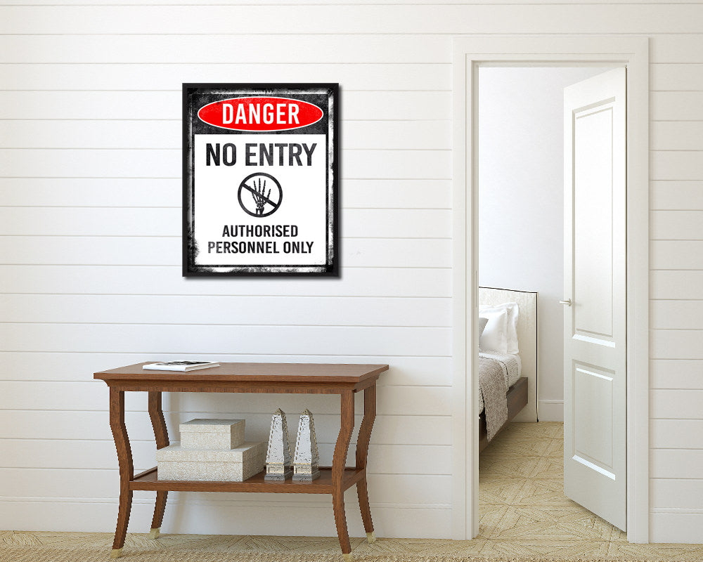No entry authorised personnel only Notice Danger Sign Framed Print Wall Decor Art Gifts
