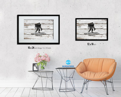 Wounded Warrior Project Wood Rustic Flag Wood Framed Print Wall Art Decor Gifts