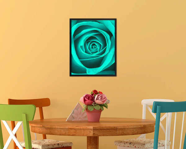 Rose Aqua Flower Wood Framed Paper Print Wall Decor Art Gifts