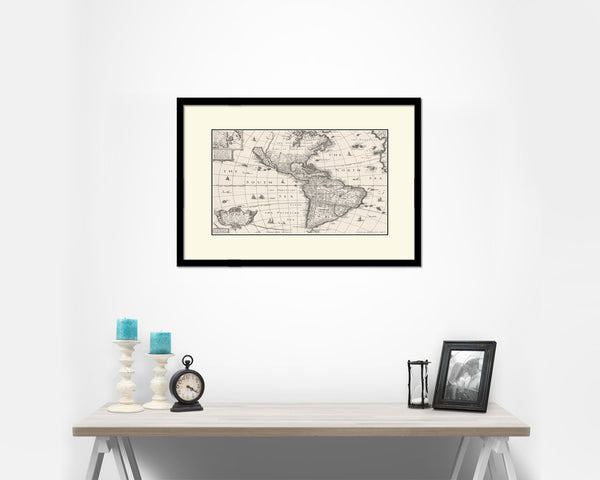 North and South America 1626 Old Map Framed Print Art Wall Decor Gifts