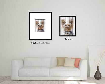 Yorkshire Terrier Dog Puppy Portrait Framed Print Pet Watercolor Wall Decor Art Gifts