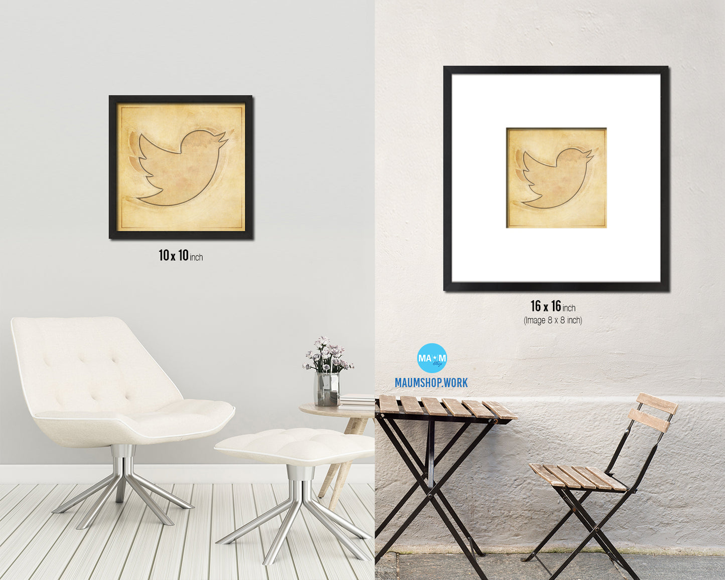 Twitter Social Media Symbol Icons logo Wood Framed Print Home Decor Wall Art Gifts