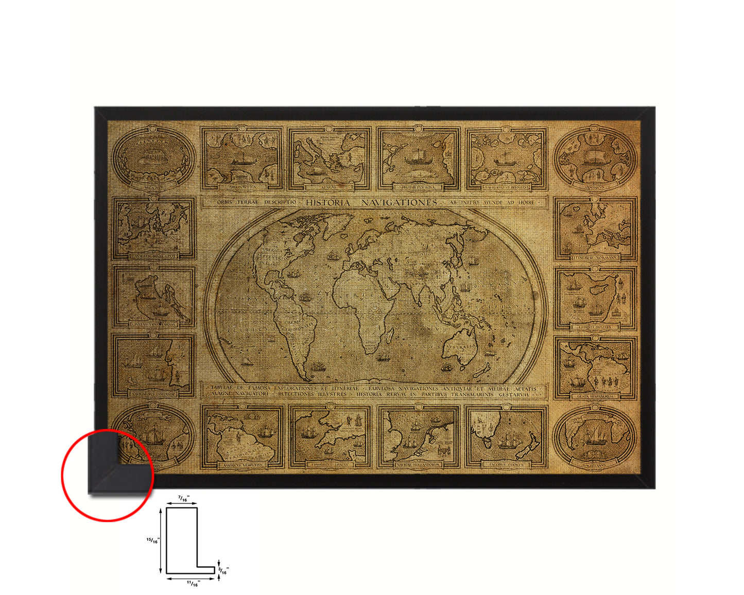 World Vintage Map Framed Print Art Wall Decor Gifts