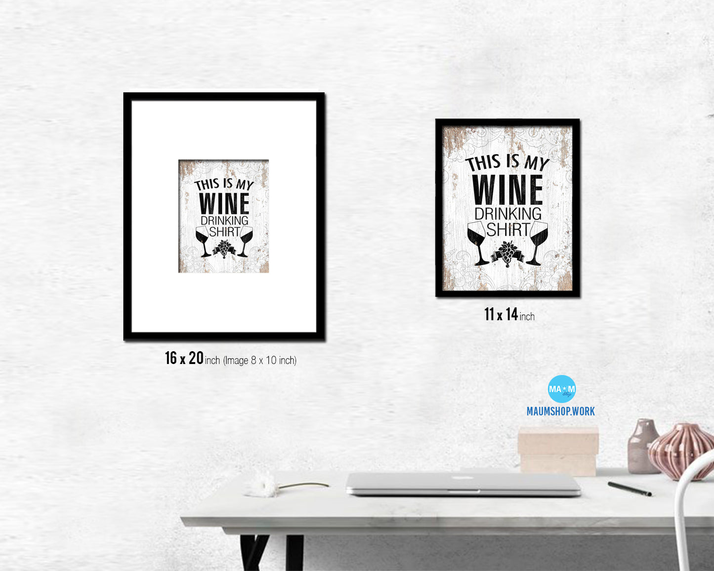 This is my wine drinking shirt Words Wood Framed Print Wall Decor Art Gifts