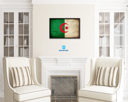Algeria Country Vintage Flag Wood Framed Print Wall Art Decor Gifts