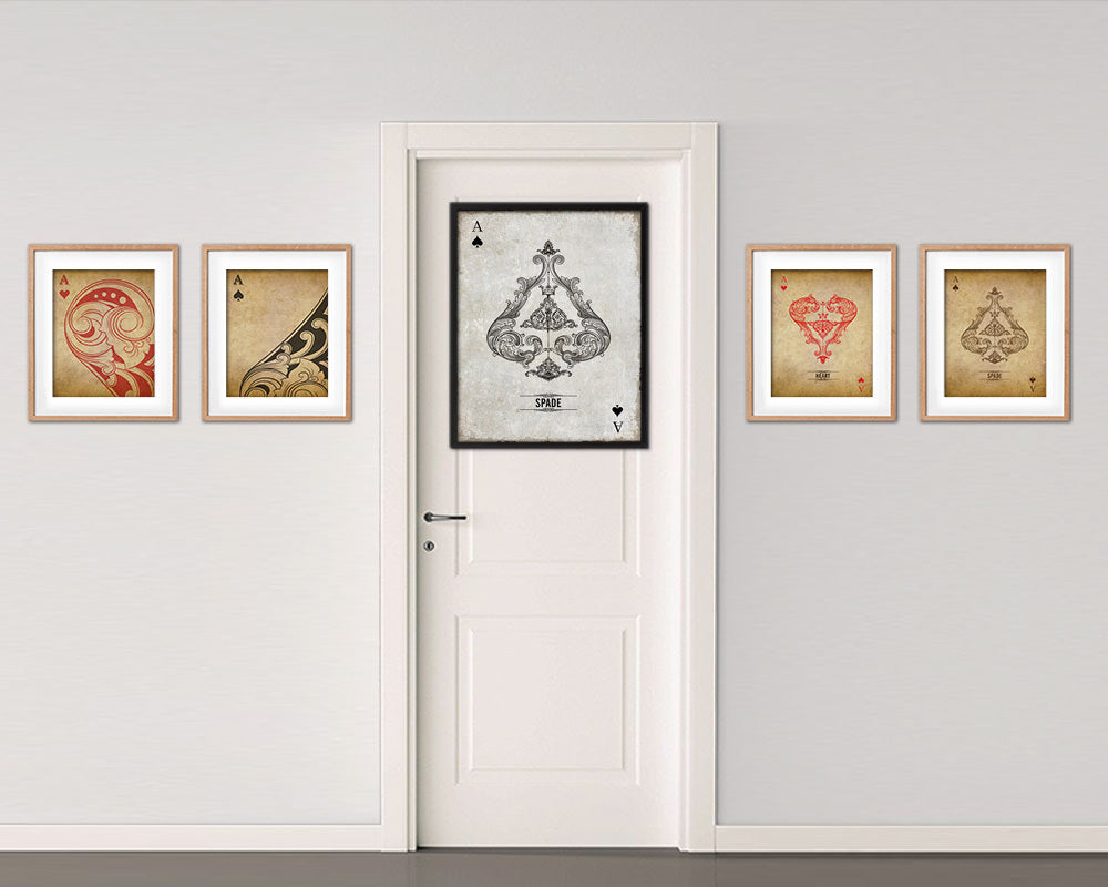 Spades Ace Cards Fine Art Paper Prints Wood Framed Wall Art Decor Gifts
