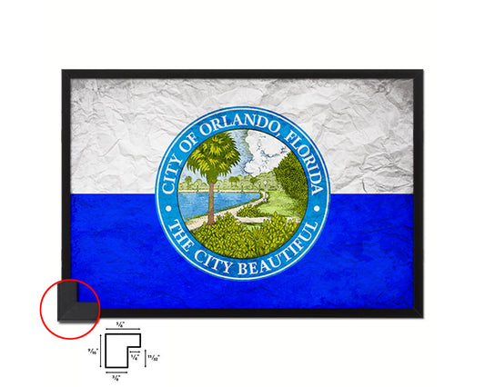 Orlando City Florida State Vintage Flag Wood Framed Prints Decor Wall Art Gifts