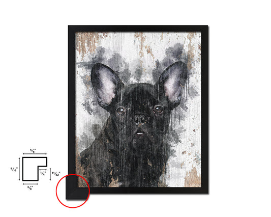 French Bulldog Dog Puppy Portrait Framed Print Pet Watercolor Wall Decor Art Gifts