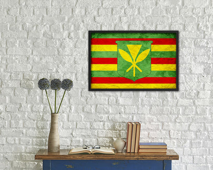 Kanaka Maoli City Hawaii State Vintage Flag Wood Framed Prints Decor Wall Art Gifts