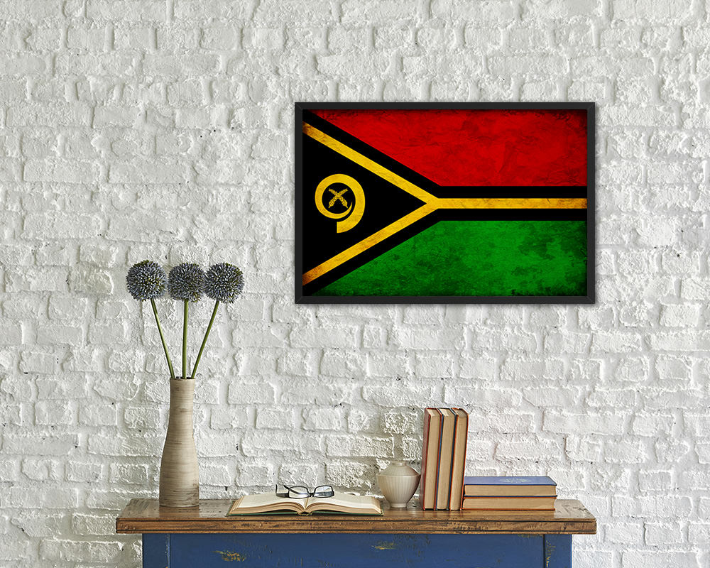 Vanuatu Country Vintage Flag Wood Framed Print Wall Art Decor Gifts
