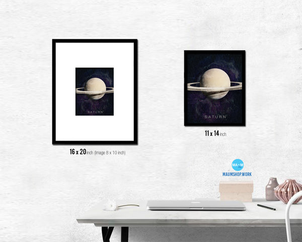 Saturn Planet Prints Watercolor Solar System Framed Print Home Decor Wall Art Gifts