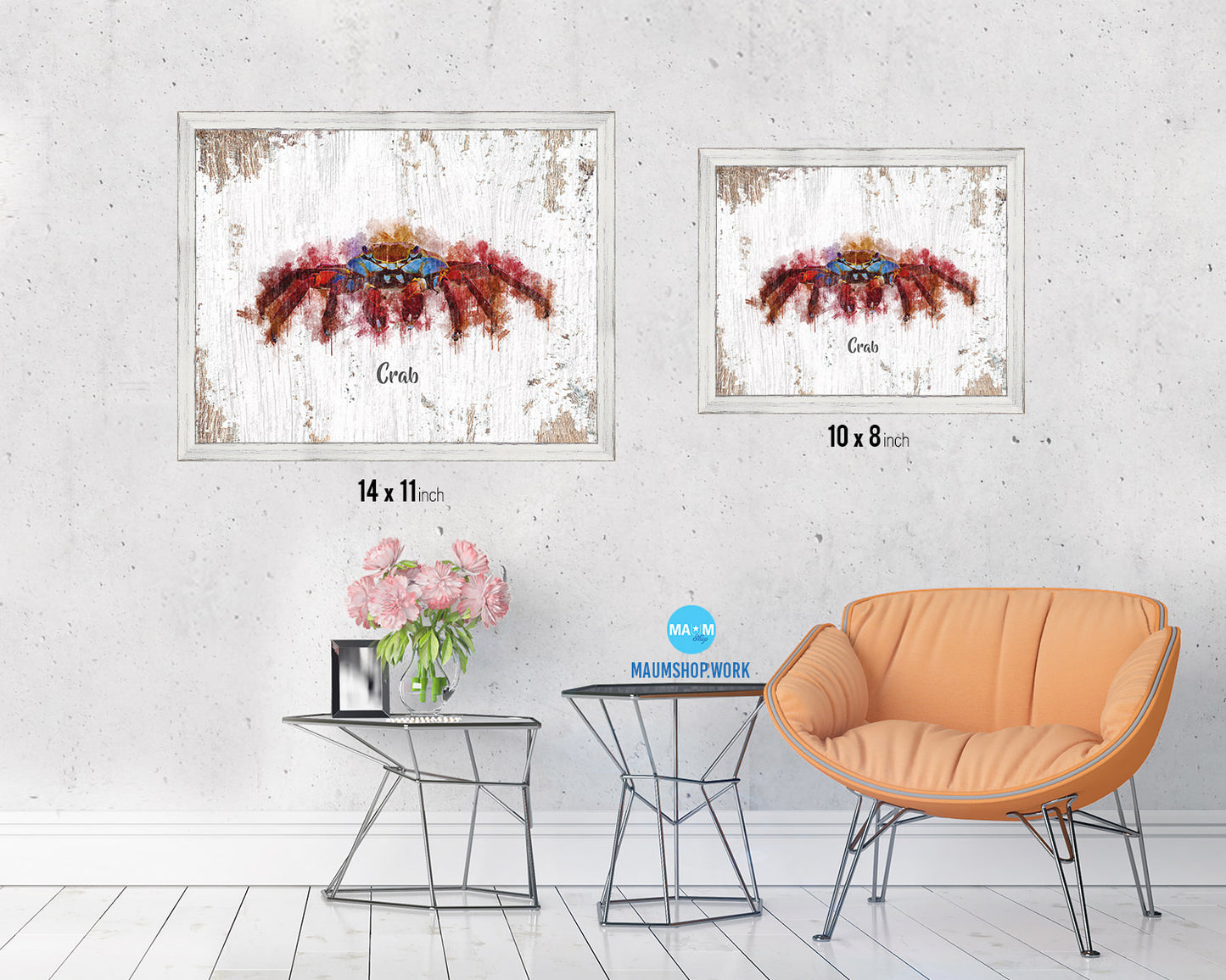 Crab Fish Framed Prints Modern Restaurant Sushi Bar Watercolor Wall Art Decor