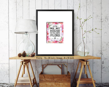 As for me & my house, we will serve the Lord Quote Wood Framed Print Home Decor Wall Art Gifts