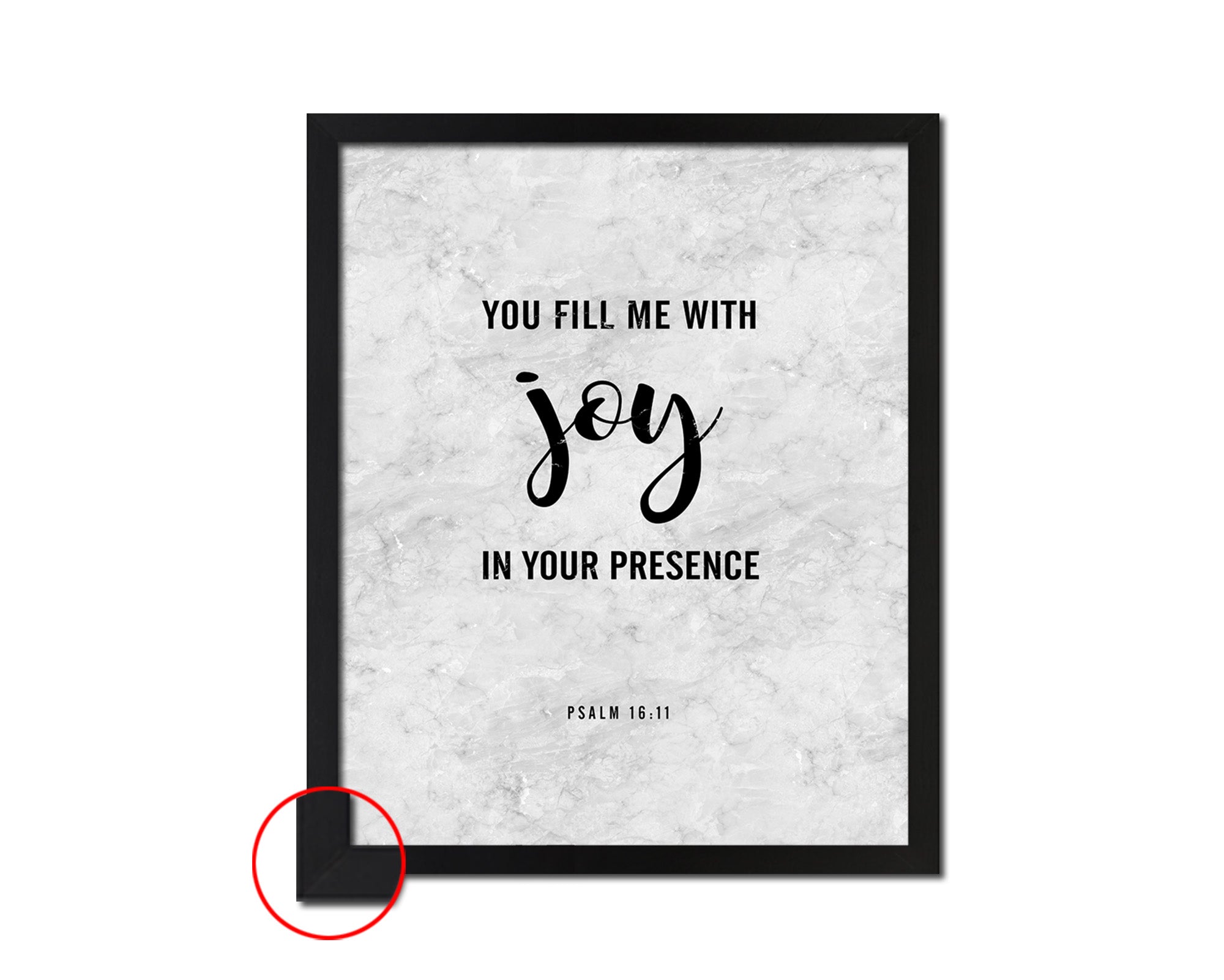 You fill me with joy in your presence, Psalm 16:11 Bible Scripture Verse Framed Art