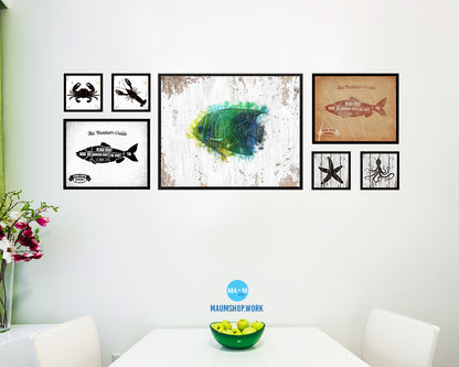 Tropical Fish Framed Print Modern Restaurant Sushi Bar Modern Watercolor Wall Art Decor