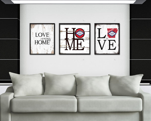 Arkansas Shabby Chic Love Sign Wood Framed Paper Print Decor Wall Art Gifts