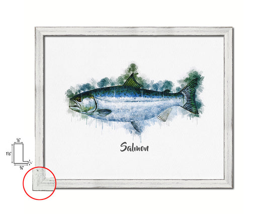 Salmon Fish Framed Prints Modern Restaurant Sushi Bar Watercolor Wall Art Decor