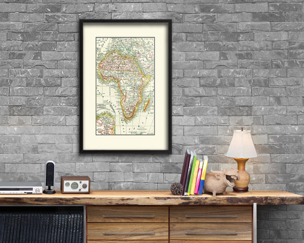 Africa Old Map Wood Framed Print Art Wall Decor Gifts