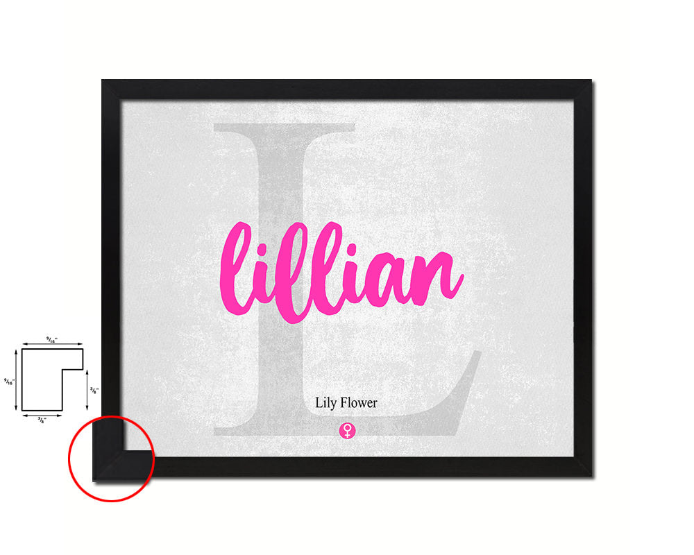 Lillian Personalized Biblical Name Plate Art Framed Print Kids Baby Room Wall Decor Gifts