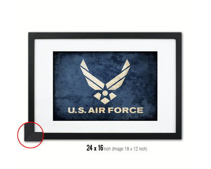 US Air Force Vintage Military Flag Framed Print Sign Decor Wall Art Gifts
