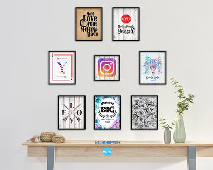 Instagram Social Media Symbol Icons logo Framed Print Shabby Chic Home Decor Wall Art Gifts