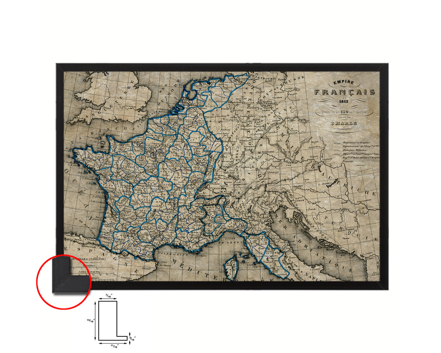 France at the time of the Revolution 1846 Historical Map Framed Print Art Wall Decor Gifts