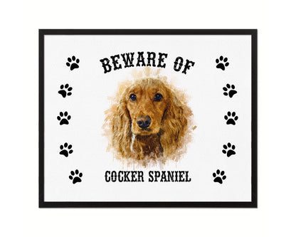 Beware of Chihuahua Sign Wood Framed Print Wall Art Decor Gifts