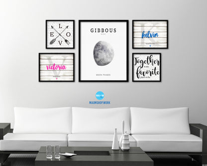 Waxing Gibbous Lunar Phases Moon Watercolor Nursery Framed Prints Home Decor Wall Art Gifts