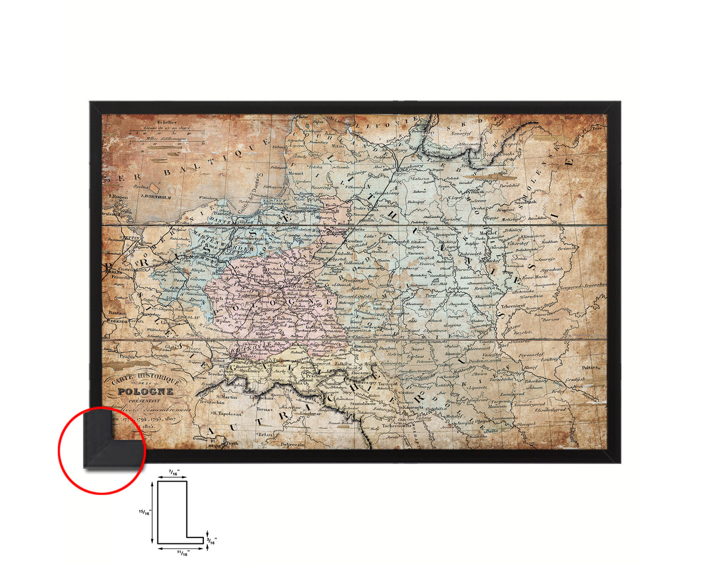 Poland Prussia Germany Antique Map Framed Print Art Wall Decor Gifts