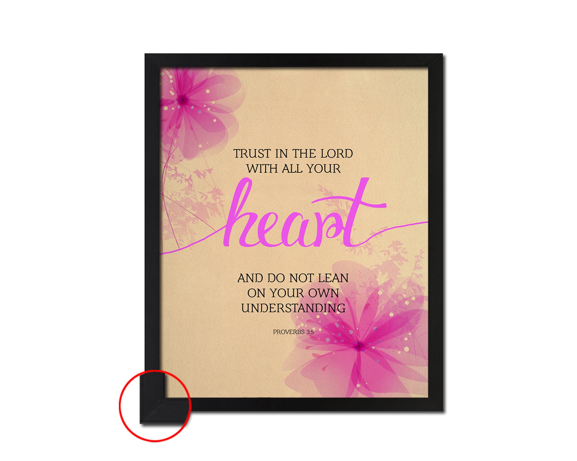 Trust in the Lord with all your Heart, Proverbs 3:5 Bible Verse Scripture Frame Print