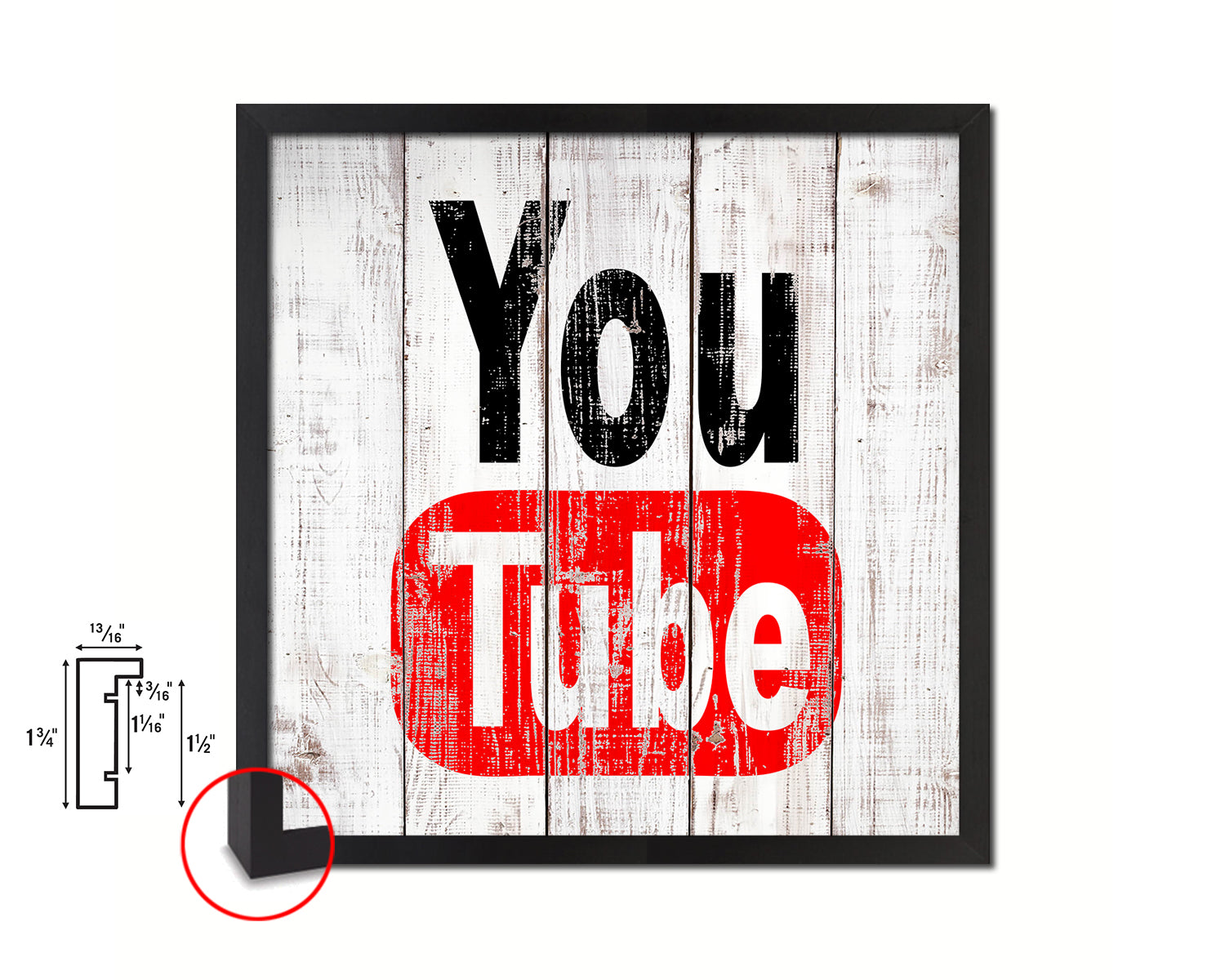Youtube Social Media Symbol Icons logo Framed Print Shabby Chic Home Decor Wall Art Gifts