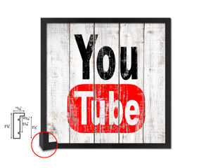 Youtube Social Media Symbol Icons logo Framed Print Shabby Chic Home Decor Wall Art Gifts