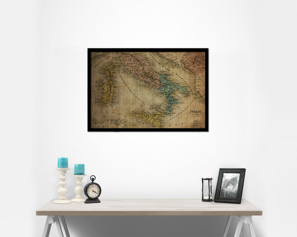 Italy and Rome Vintage Map Framed Print Art Wall Decor Gifts