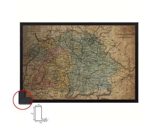 Bavaria Germany Vintage Map Framed Print Art Wall Decor Gifts