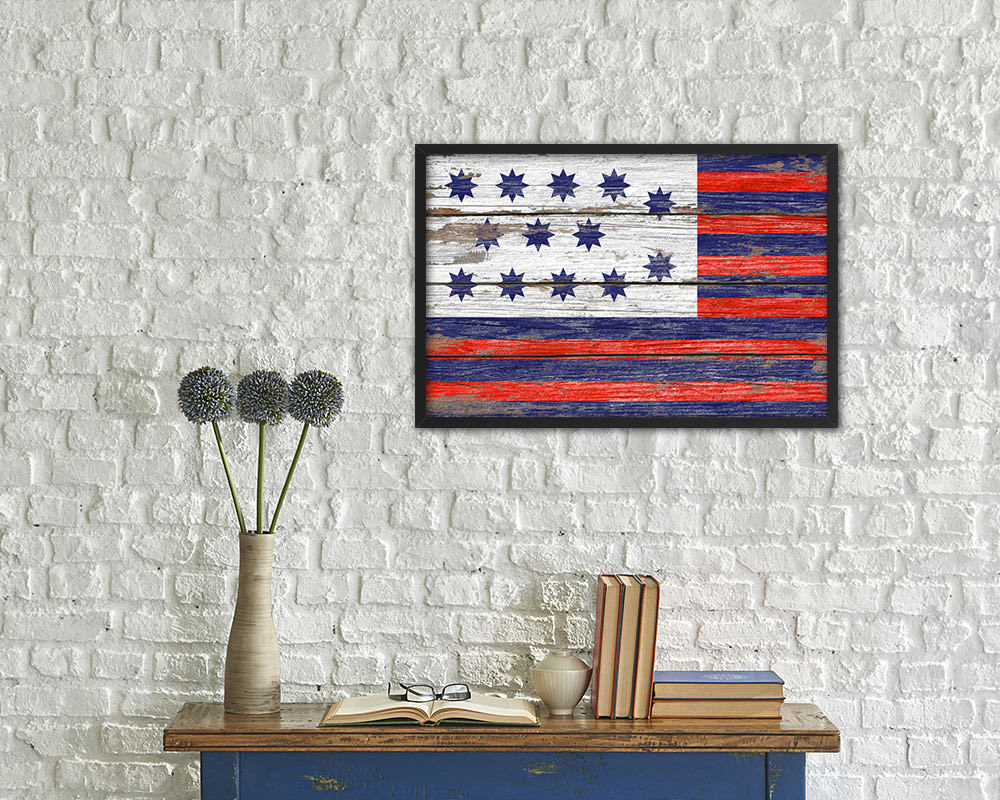 Guilford Courthouse North Carolina Revolutionary War Wood Rustic Flag Framed Print Art