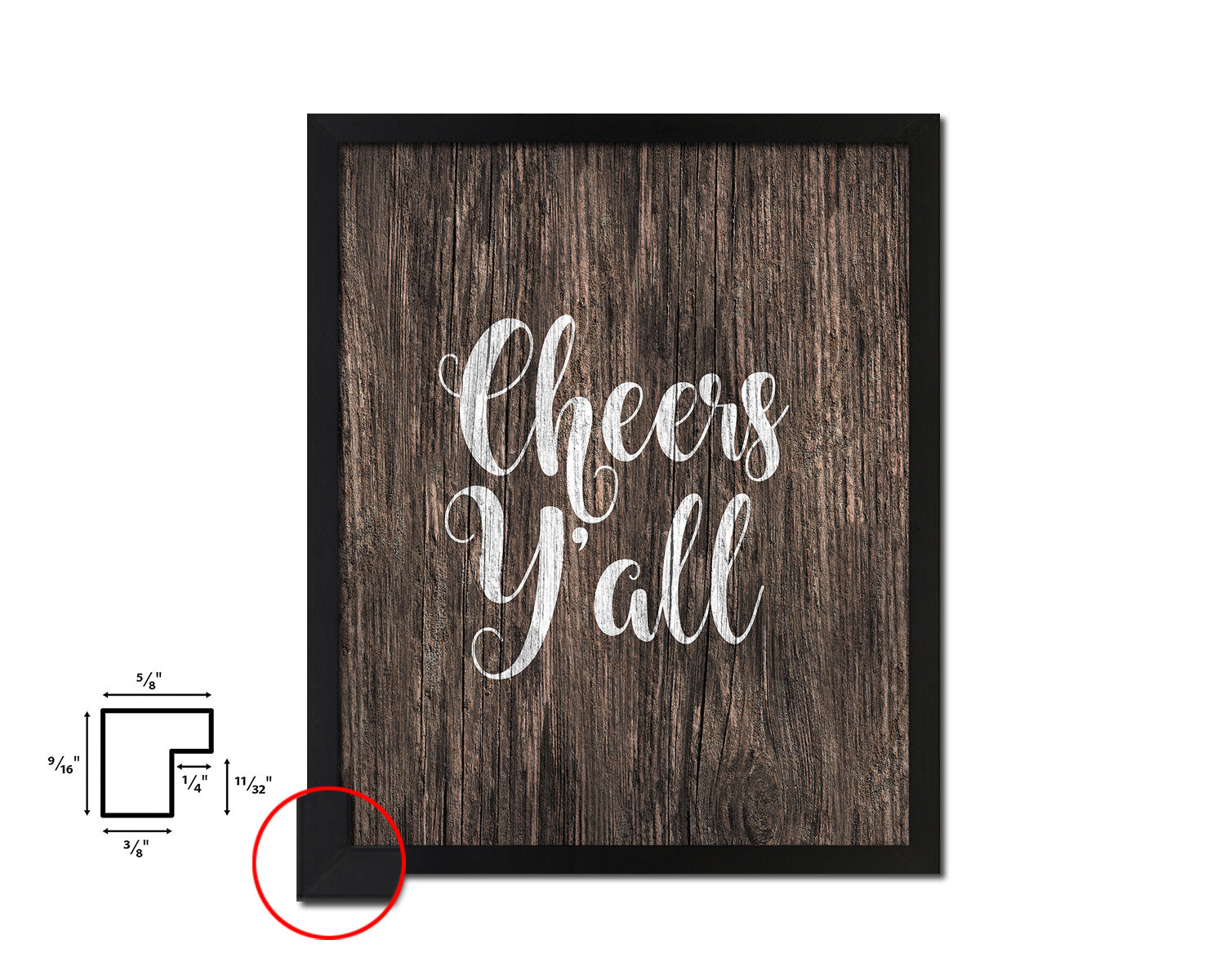Cheers y'all Quote Framed Artwork Print Home Decor Wall Art Gifts