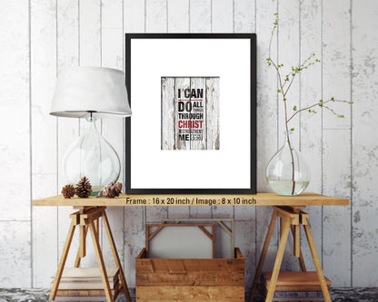 I can do all things through Christ who strengthens me, Philippians 3:20 Quote Framed Print Wall Art