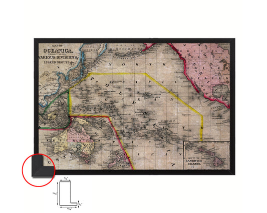 Oceanica Historical Map Framed Print Art Wall Decor Gifts