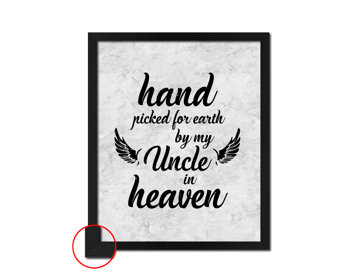 Hand picked for earth by our uncle in heaven Nursery Quote Framed Print Wall Art Decor Gifts
