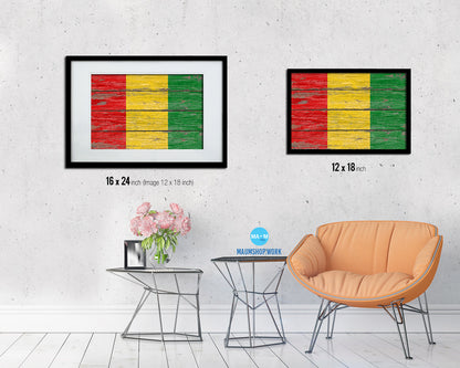 Guinea Country Wood Rustic National Flag Wood Framed Print Wall Art Decor Gifts