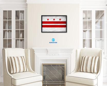 Washington DC Vintage Flag Wood Framed Prints Decor Wall Art Gifts