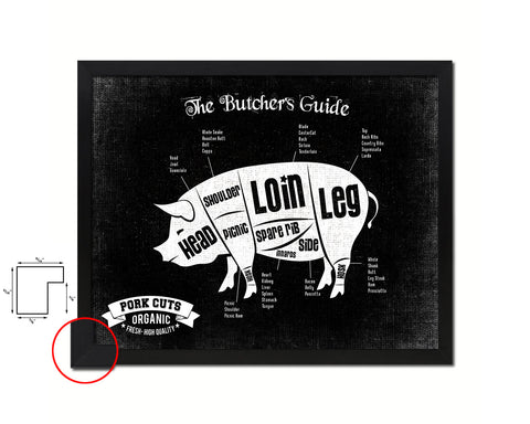 Pork Meat Pig Cuts Butchers Chart Wood Framed Paper Print Home Decor Wall Art Gifts