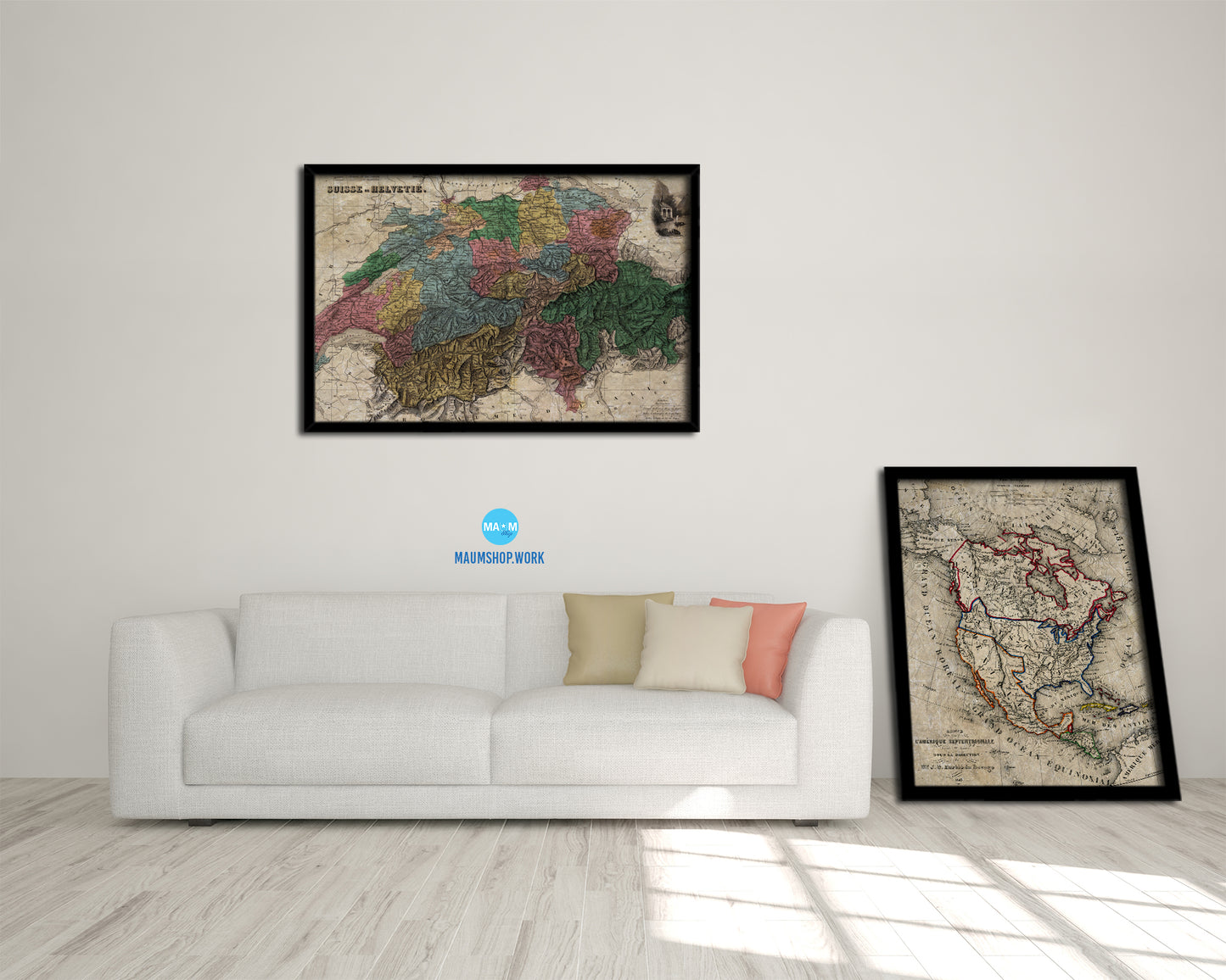 Switzerland the 19th Century Trousset Encyclopedia 1886-1891 Historical Map Print Art Frame